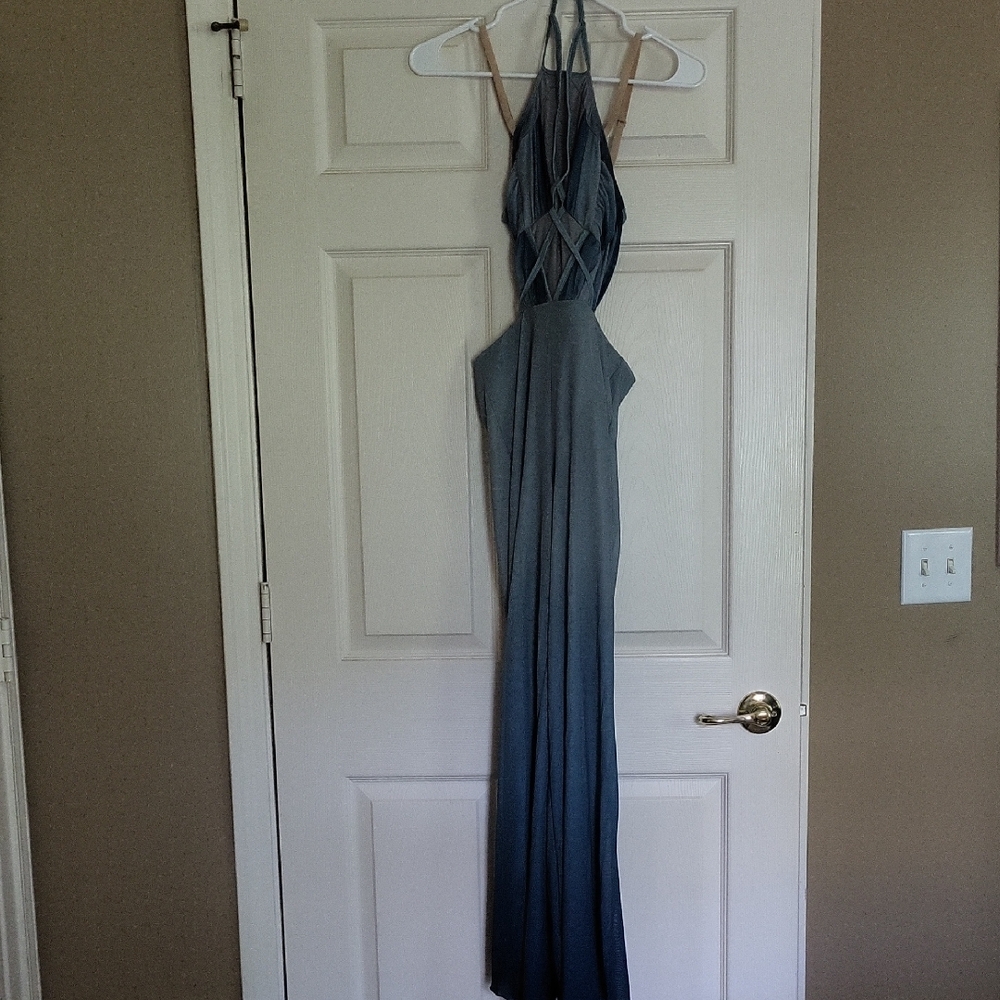Elegant Gray Halter Maxi Dress